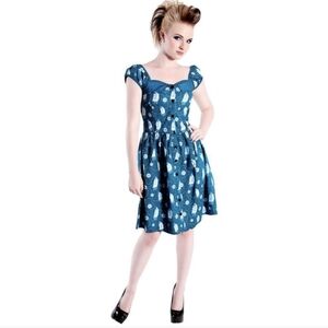 Sourpuss Teal Polka Dot Novelty Sweetheart Mini Dress